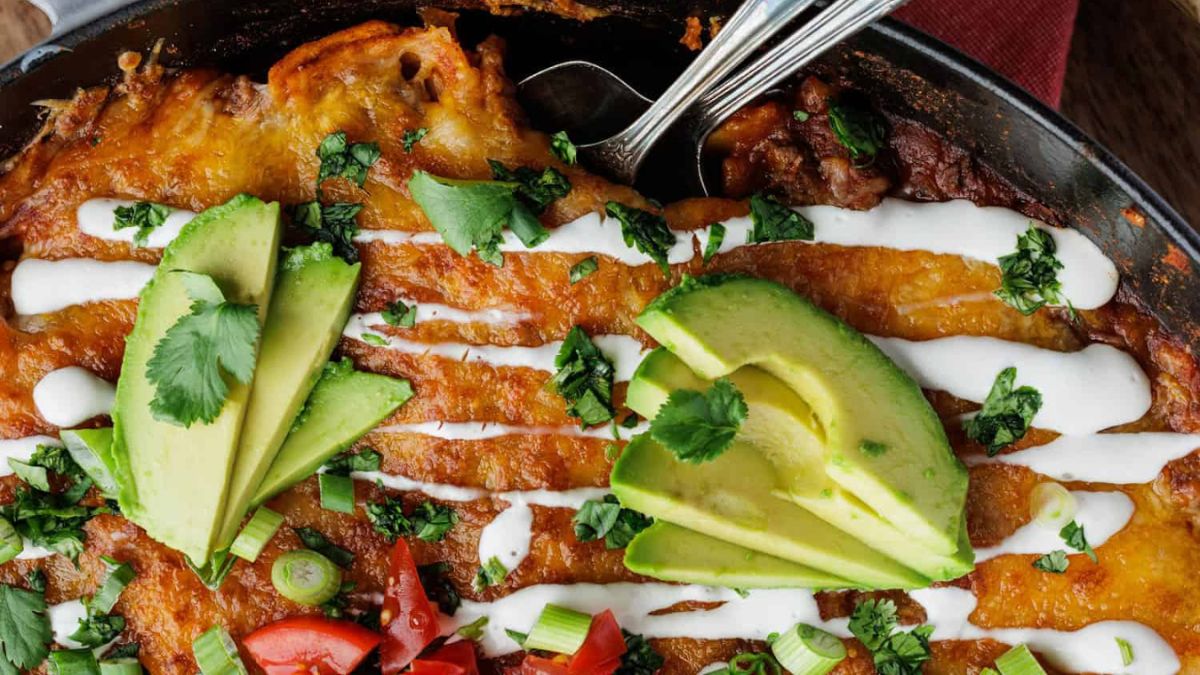Easy Skillet Venison Enchiladas.