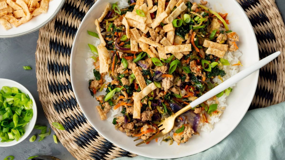 Egg Roll Bowl with Trader Joe's Cruciferous Crunch.