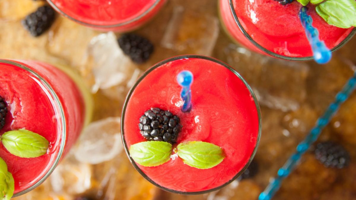 Frozen Blackberry Basil Lemonade.