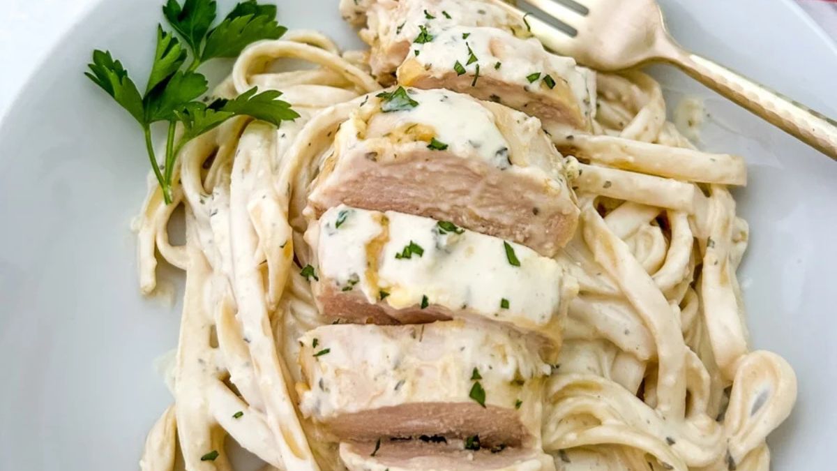 Garlic Parmesan Chicken and Pasta.