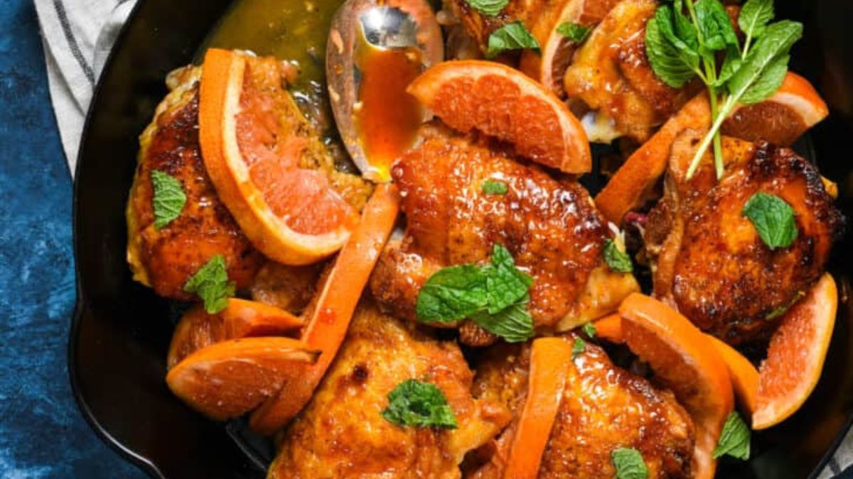 Glazed Orange Chicken Thighs.