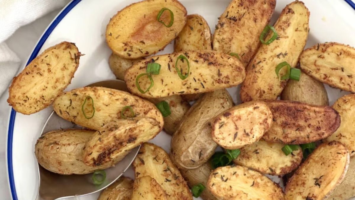 Golden and Crispy Roasted Fingerling Potatoes.