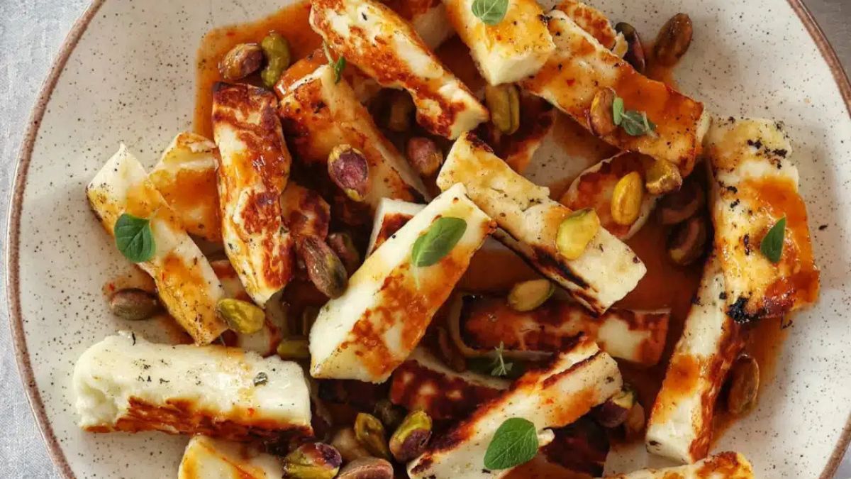 Grilled Halloumi w/ Orange Vinaigrette & Pistachios.