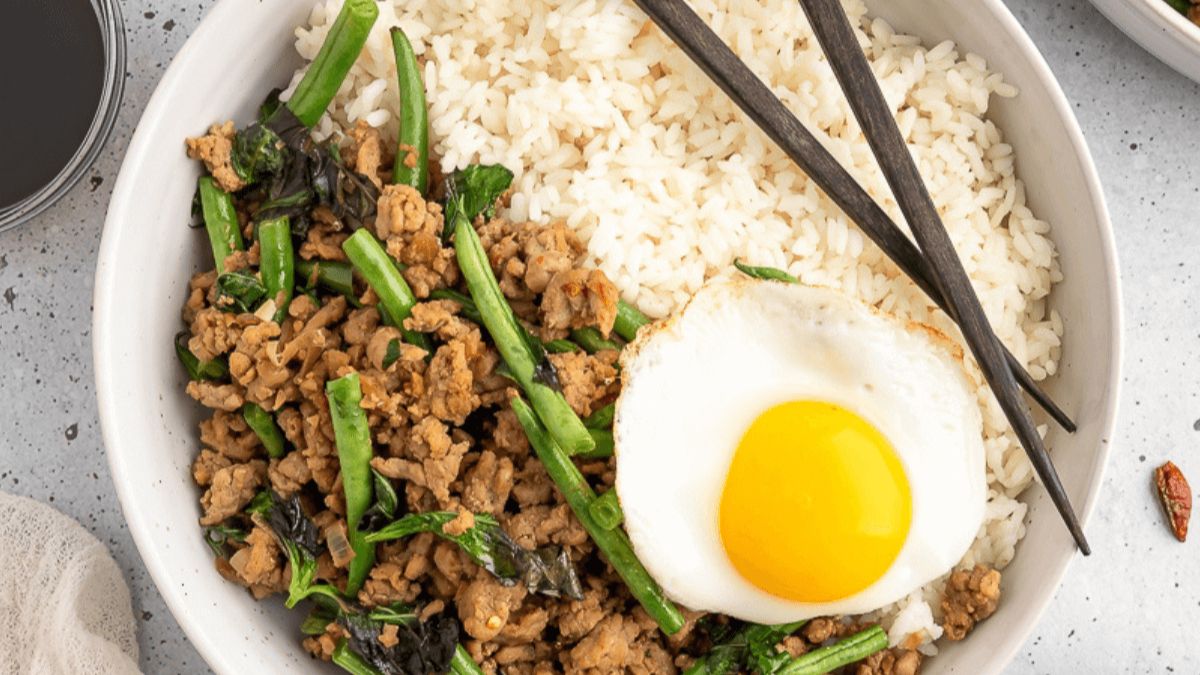 Ground Pork Stir Fry with Holy Basil (Pad Kra Pao).