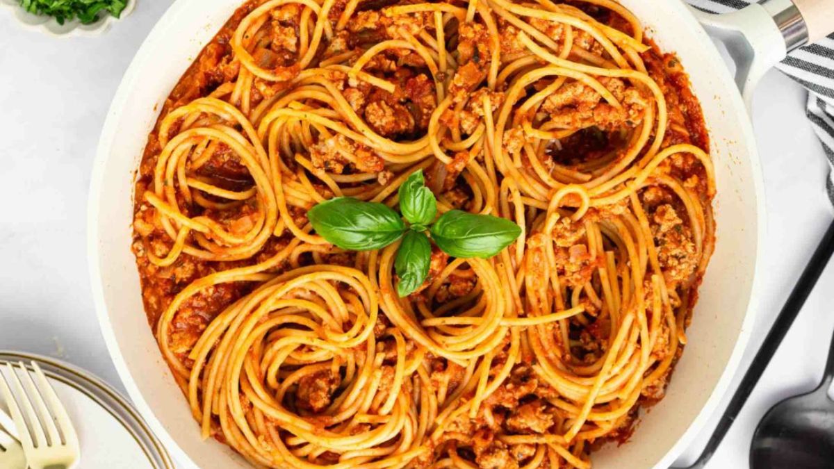 Ground Turkey with Spaghetti.