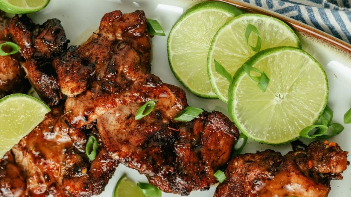 Jerk Chicken Thighs.