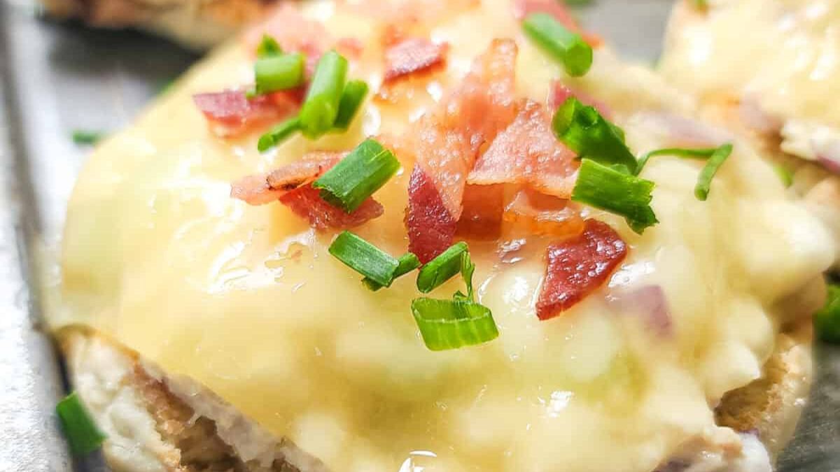 Open Faced Tuna Melt with Bacon.