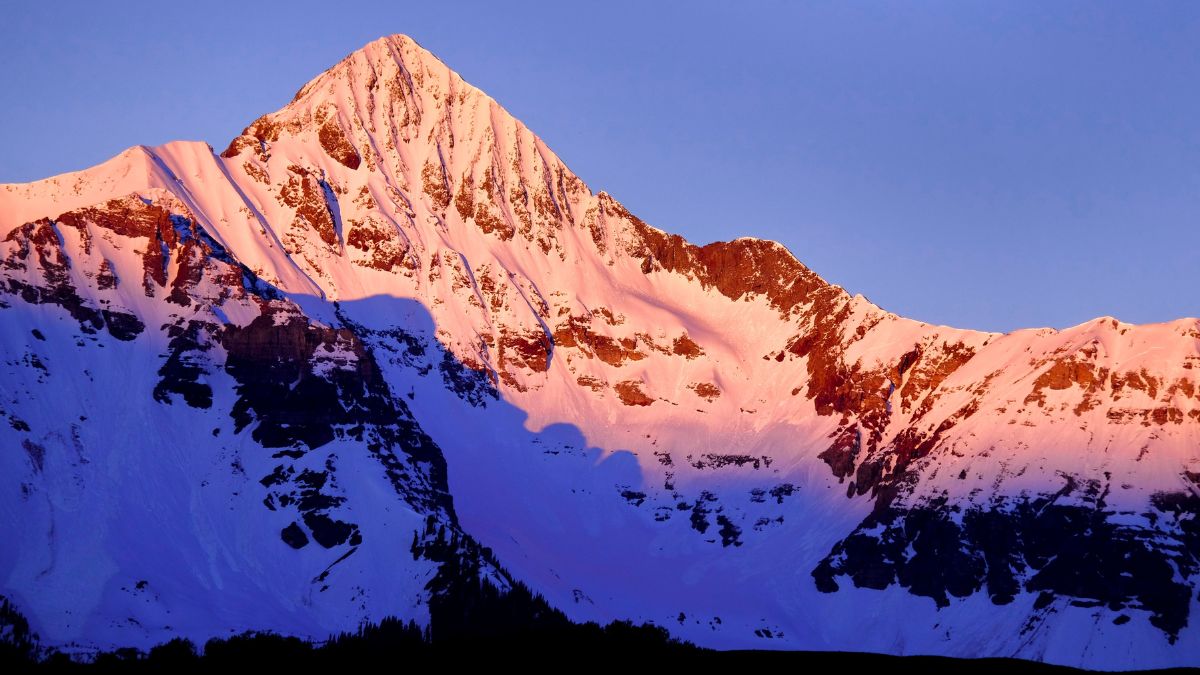 Pink Sunset on Snowy Wilson Peak. 
The San Juan Range, Rocky Mountains, Colorado.
