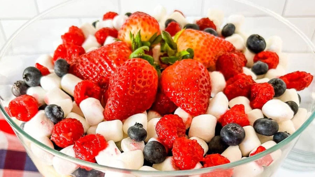 Red White Blue Cheesecake Salad.