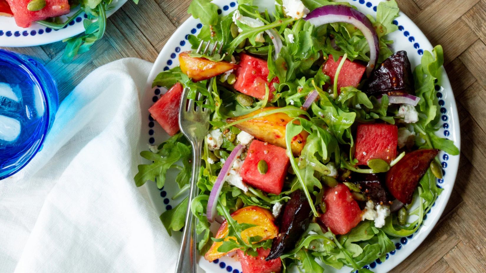 Roasted Beet and Watermelon Salad with Goat Cheese.
