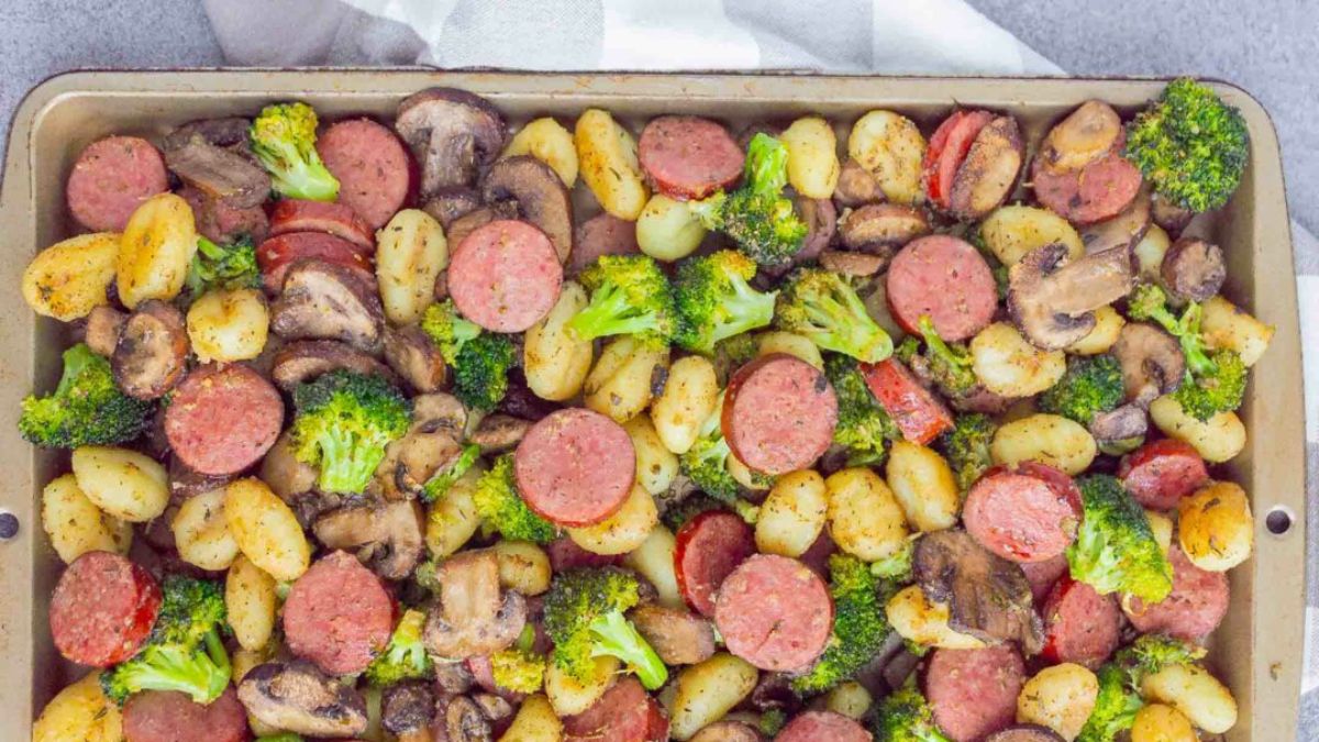 Sheet Pan Sausage and Gnocchi.