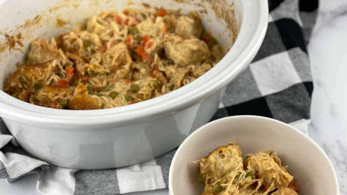 Slow Cooker Chicken And Dumplings With Grands Biscuits.