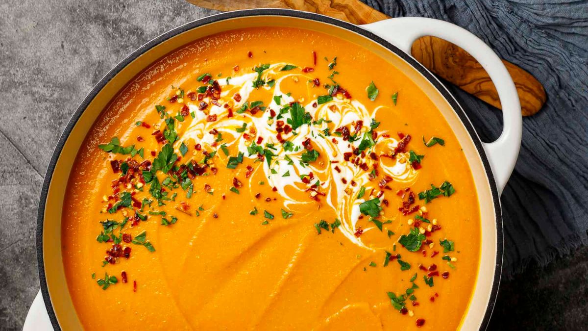Spiced Carrot and Red Lentil Soup.