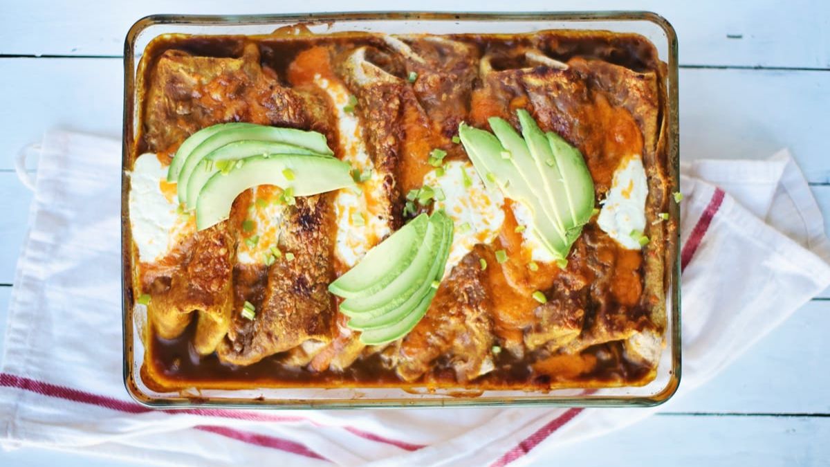 Spicy Pumpkin Black Bean Enchiladas.