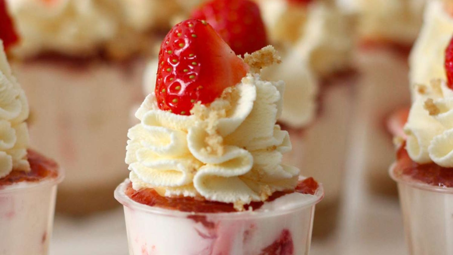 Strawberry Cheesecake Shots (No Bake).