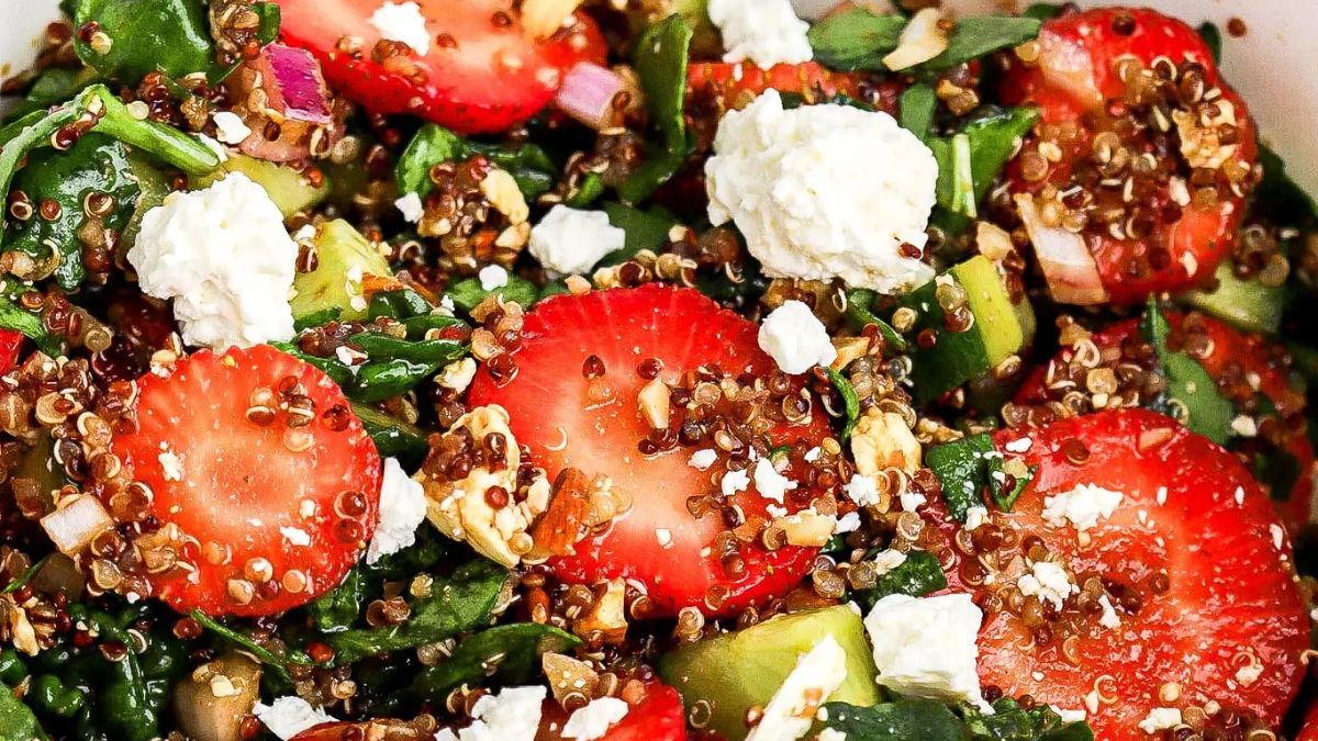 Strawberry Quinoa Salad Recipe With Feta and Avocado.