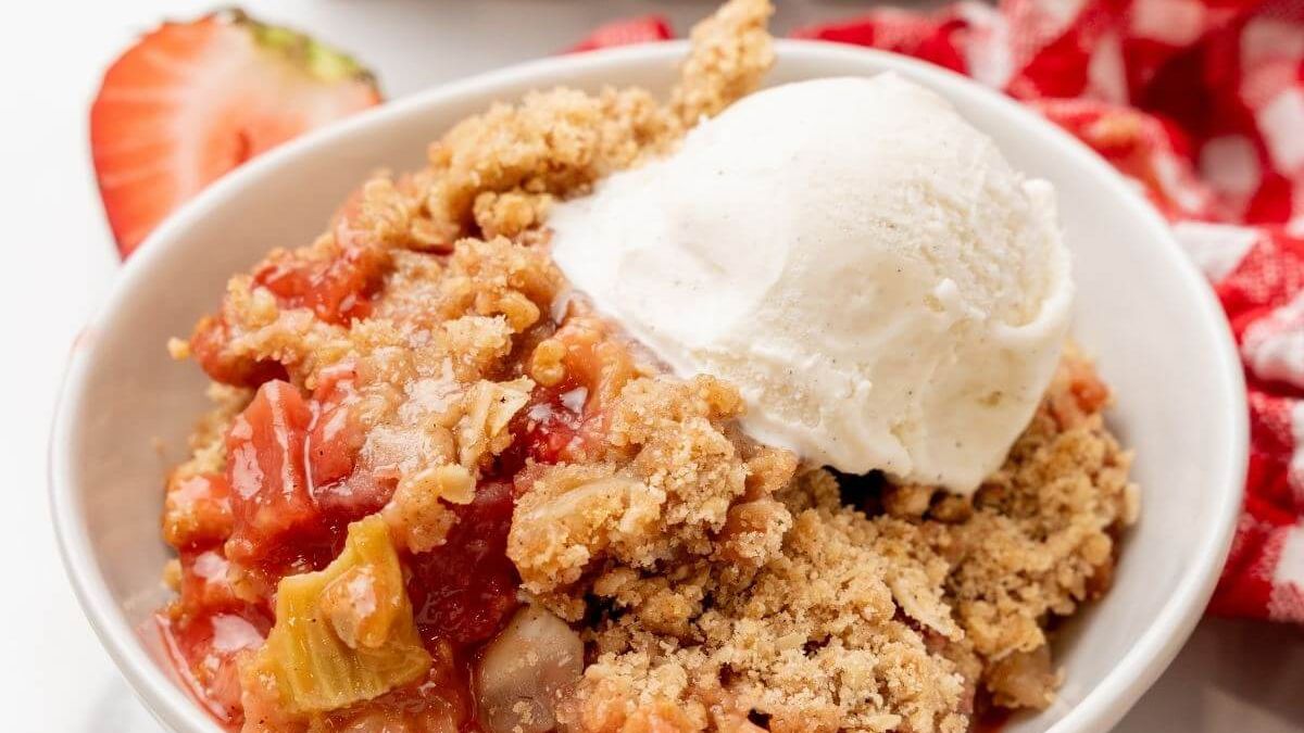 Strawberry and Rhubarb Crisp.