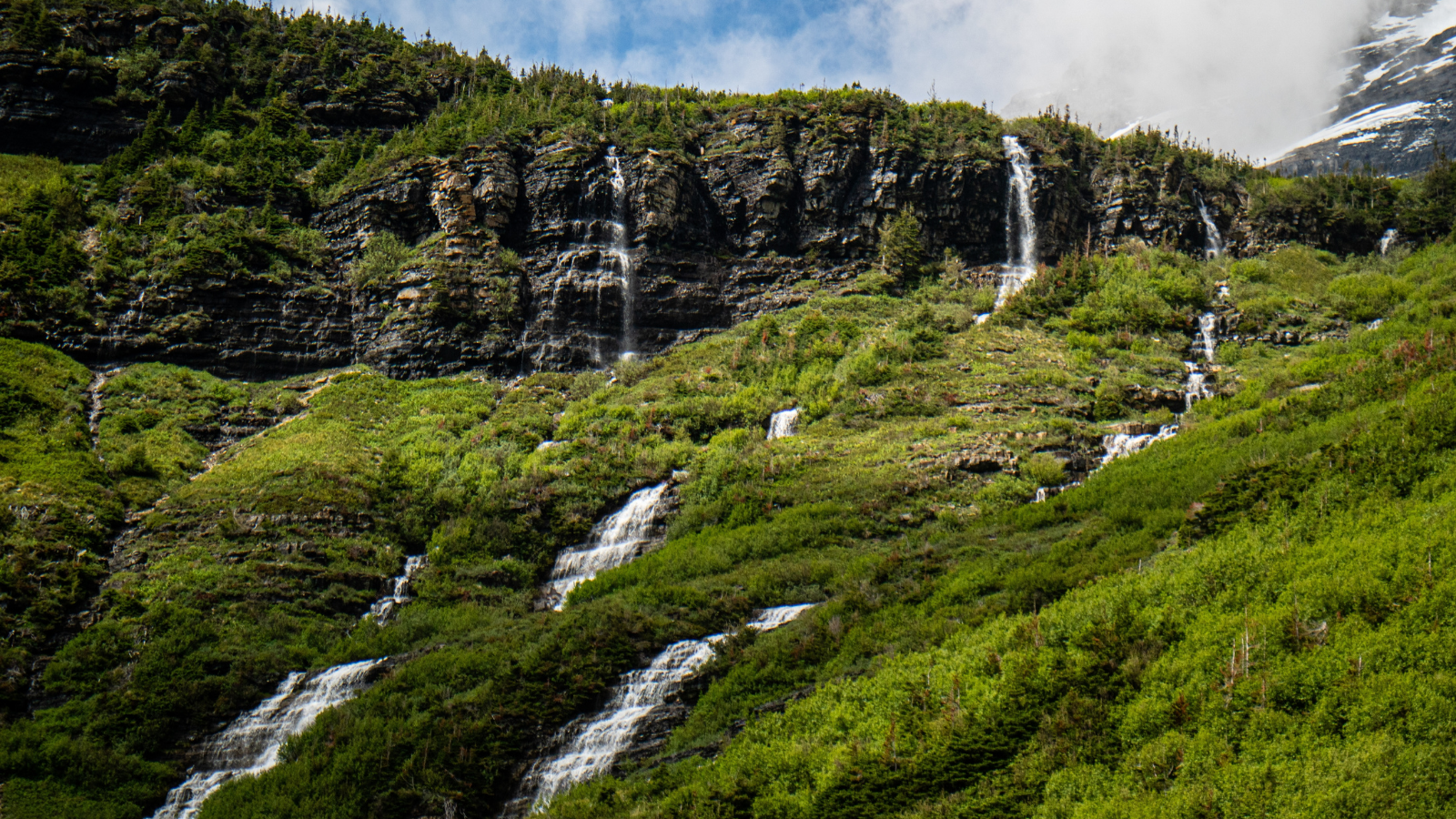 baring fall at the sunrift george, Glacier national park, Montana, USA.