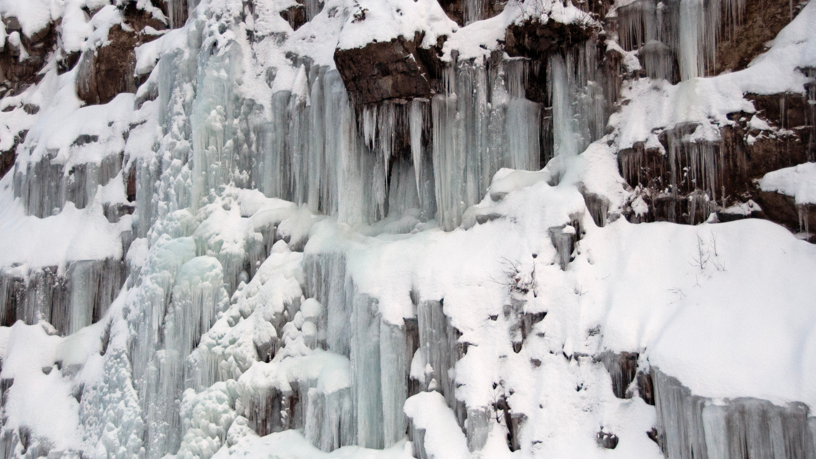 Frozen Waterfalls North Cascades Washington.
