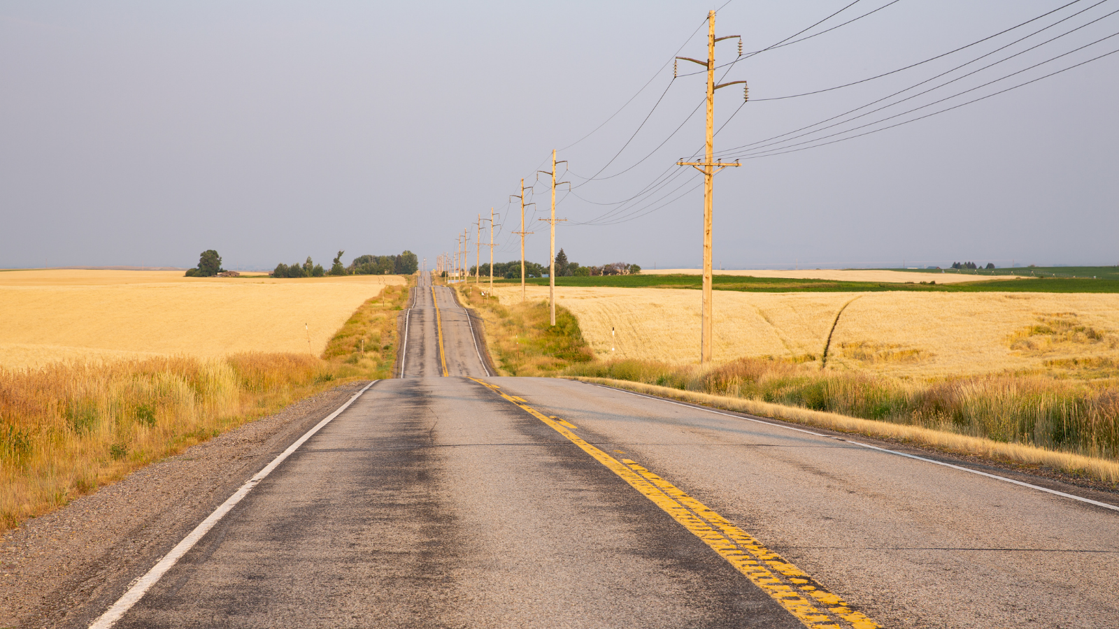 Rural road, Route 32 near Driggs in Idaho, USA.