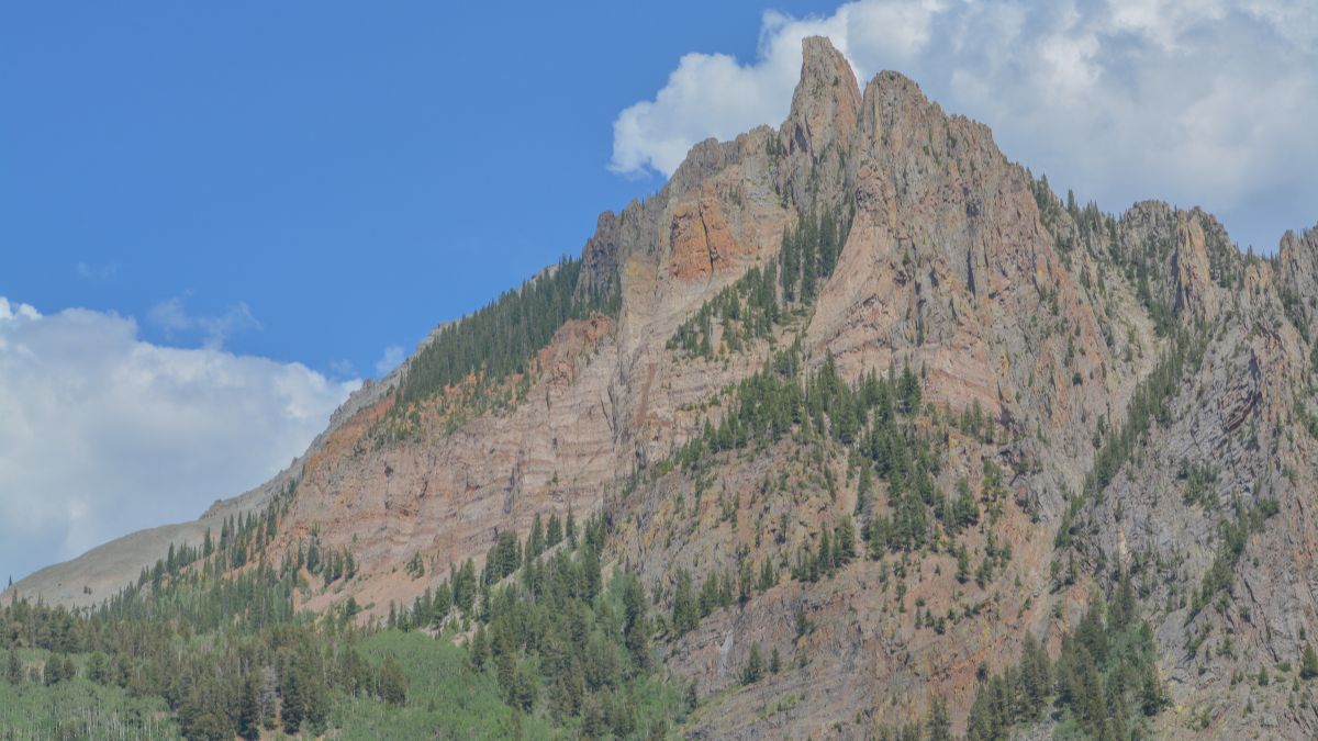 The stunning rock formation of Wetterhorn Peak in Hindsdale County, Colorado.