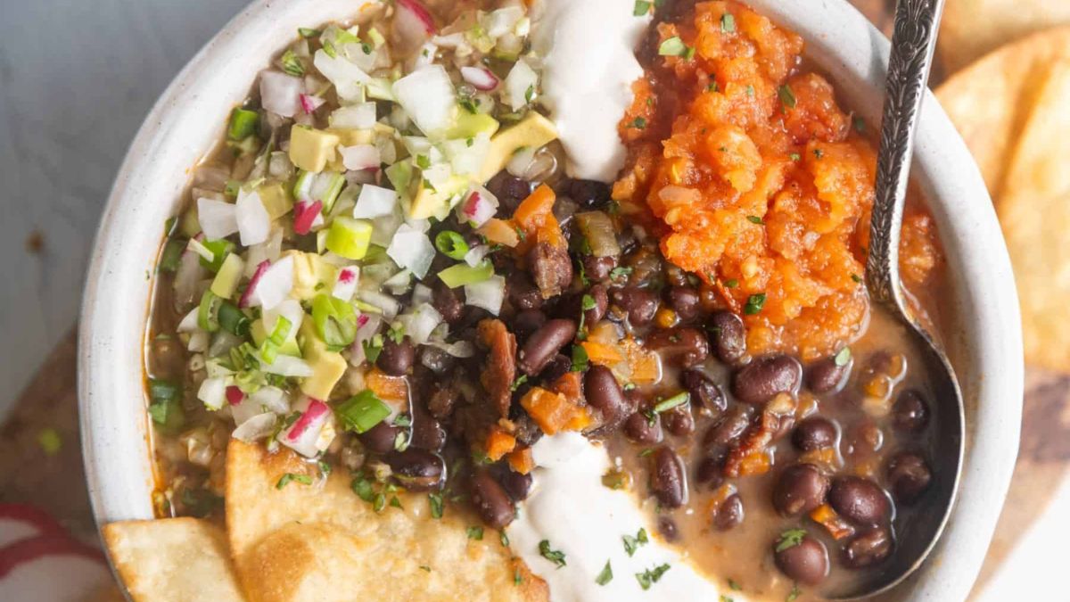 Vegan Slow Cooker Black Bean Soup.