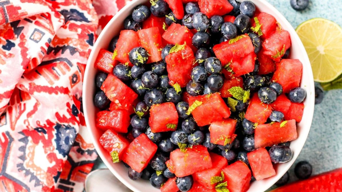 Watermelon Blueberry Salad without Honey.