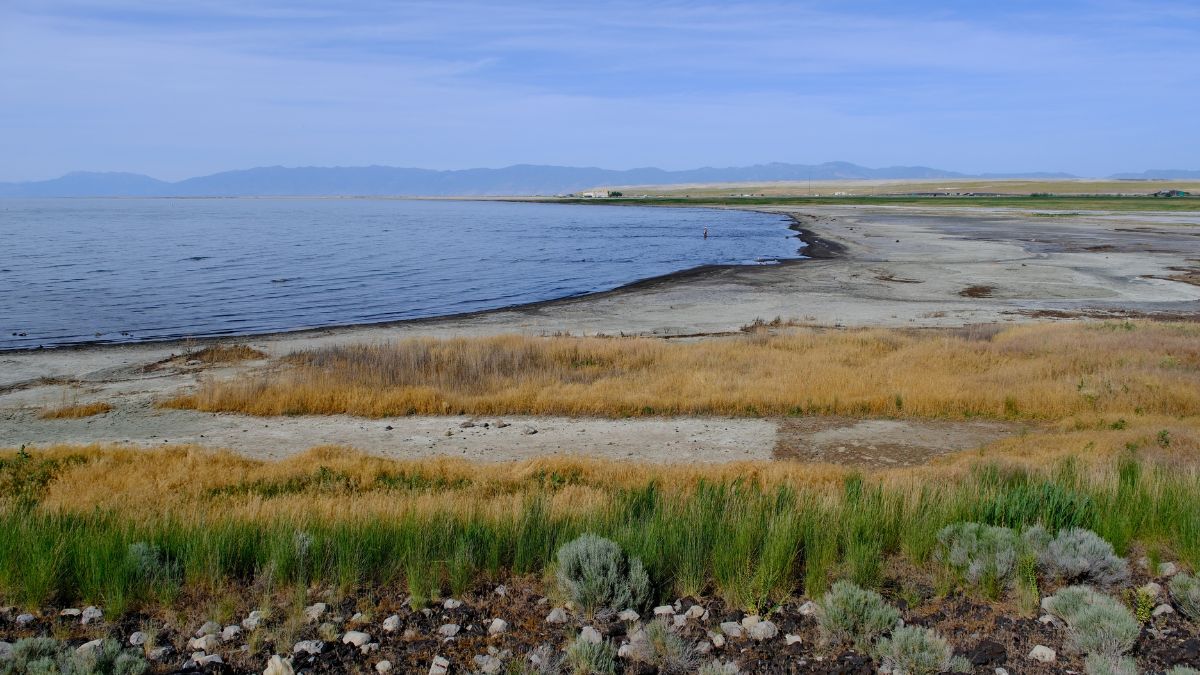 lake shore landscape of Great Salt Lake in Utah, USA