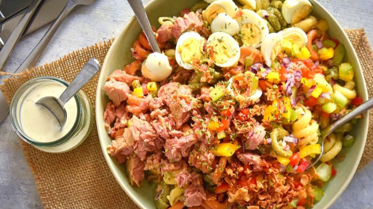 Cold and Creamy Tuna Pasta Salad.