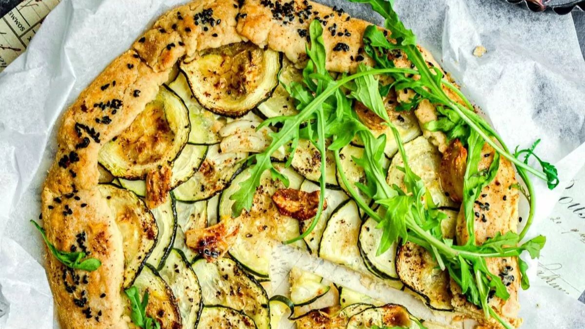 Courgette Galette with Garlic Butter and Feta.