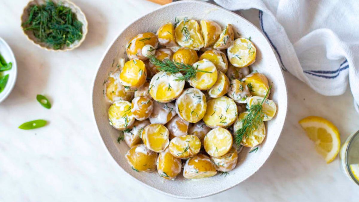 Creamy Potato Salad Recipe without Eggs.