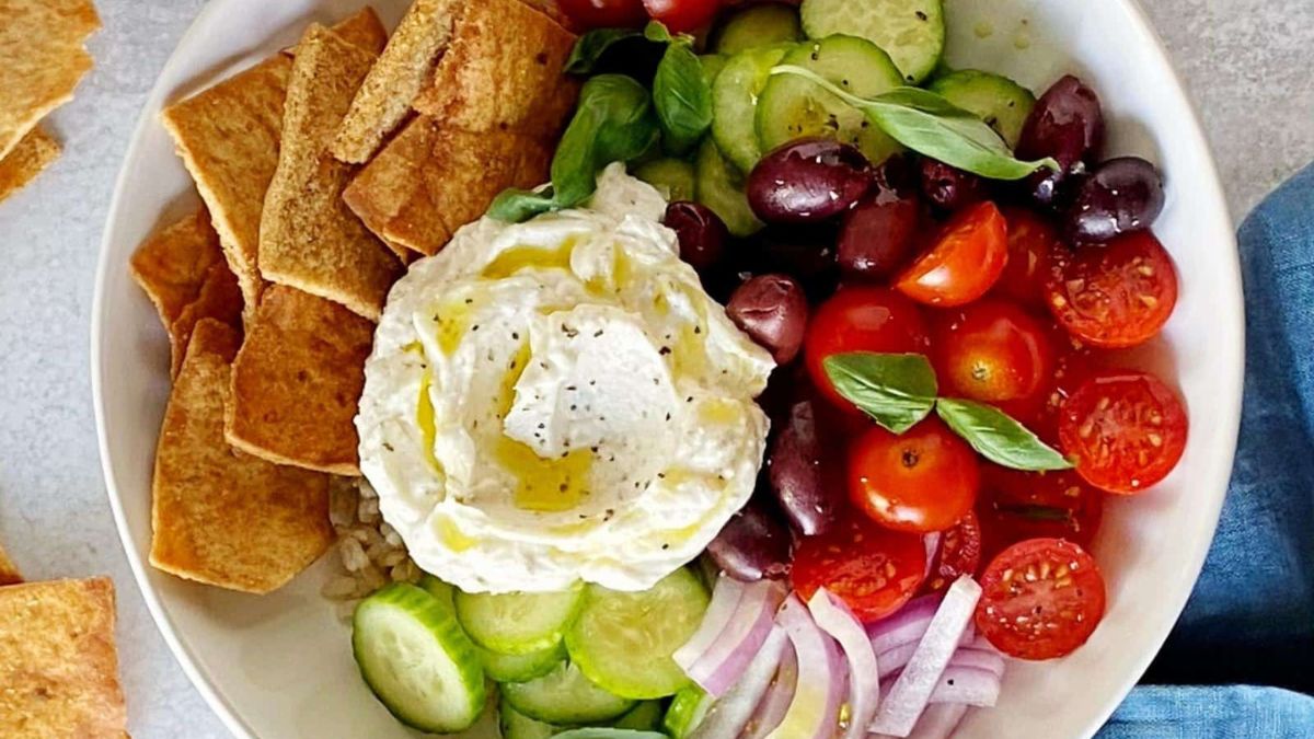 Greek Rice Bowls with Whipped Feta.