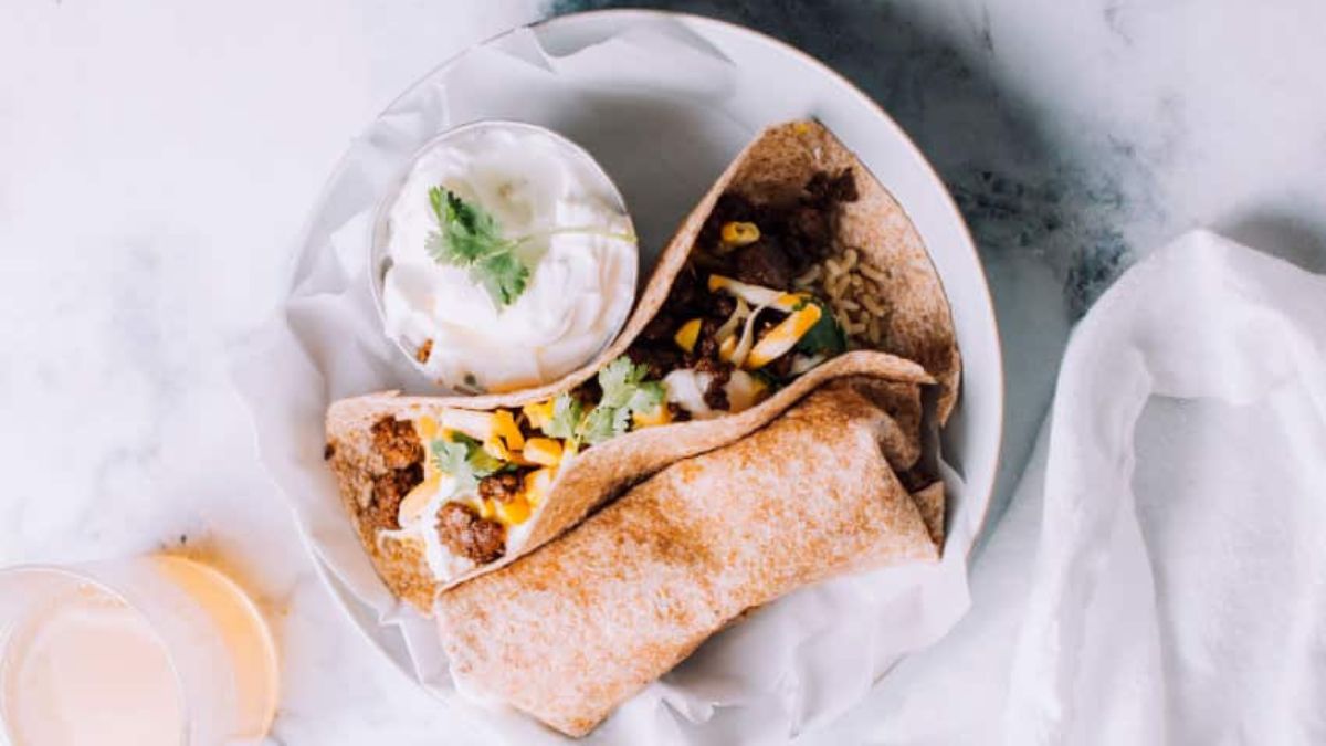 Ground Beef, Rice & Cheese Freezer Burritos.