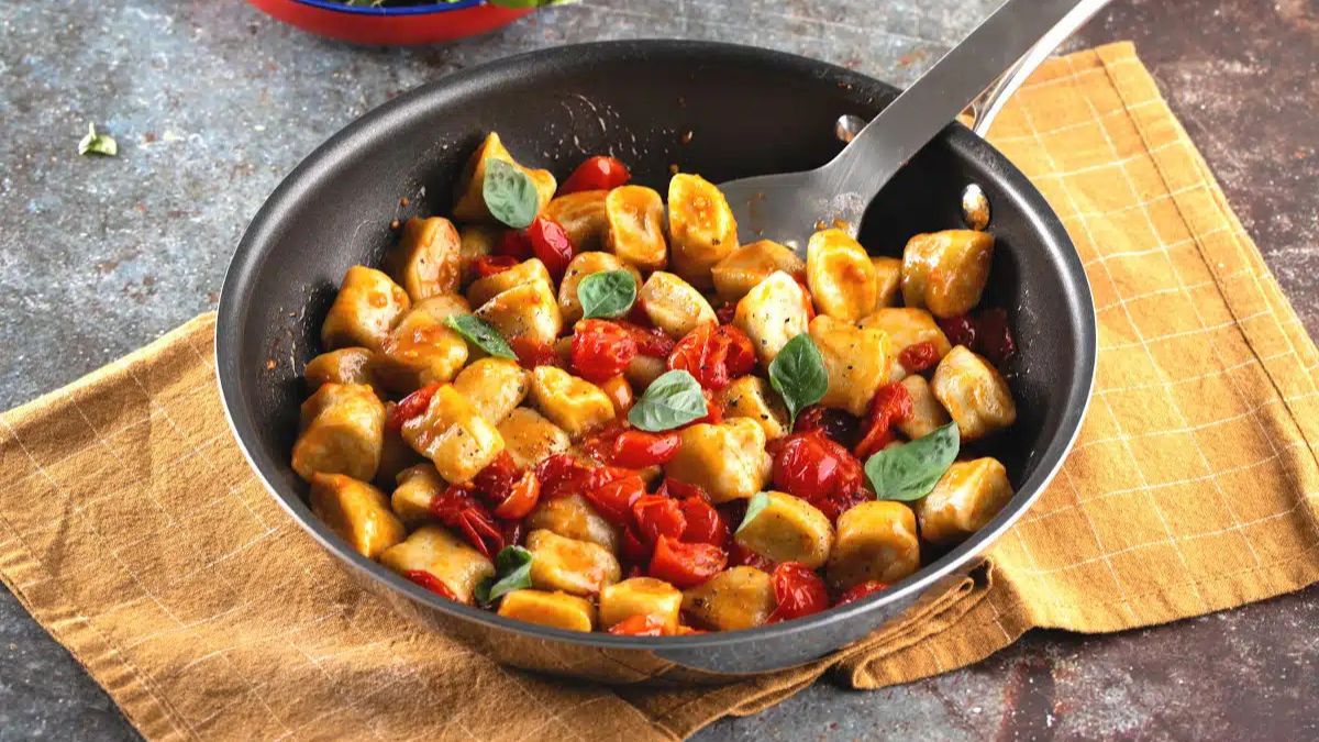 Homemade Zucchini Gnocchi in Rustic Tomato Sauce.