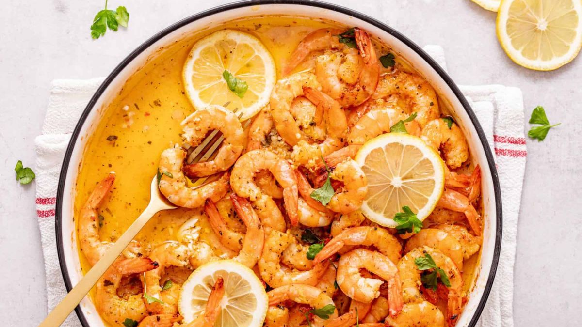 Lemon Butter Baked Shrimp.