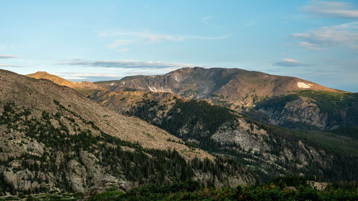 Mummy Mountain Range Over Rocky Mountain Wilderness from Stormy Peaks South.