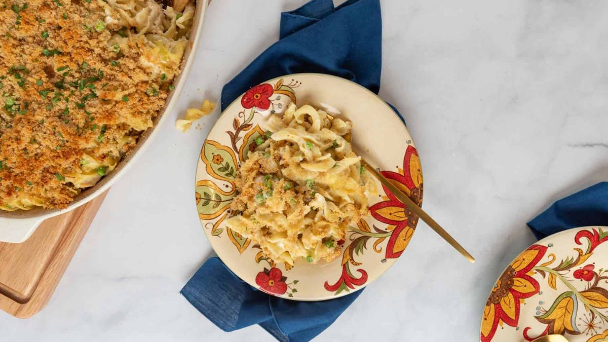 Old Fashioned Tuna Noodle Casserole - Made Without Canned Soup.