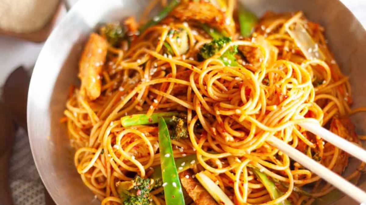 Peanut Sauce Stir Fry Noodles.