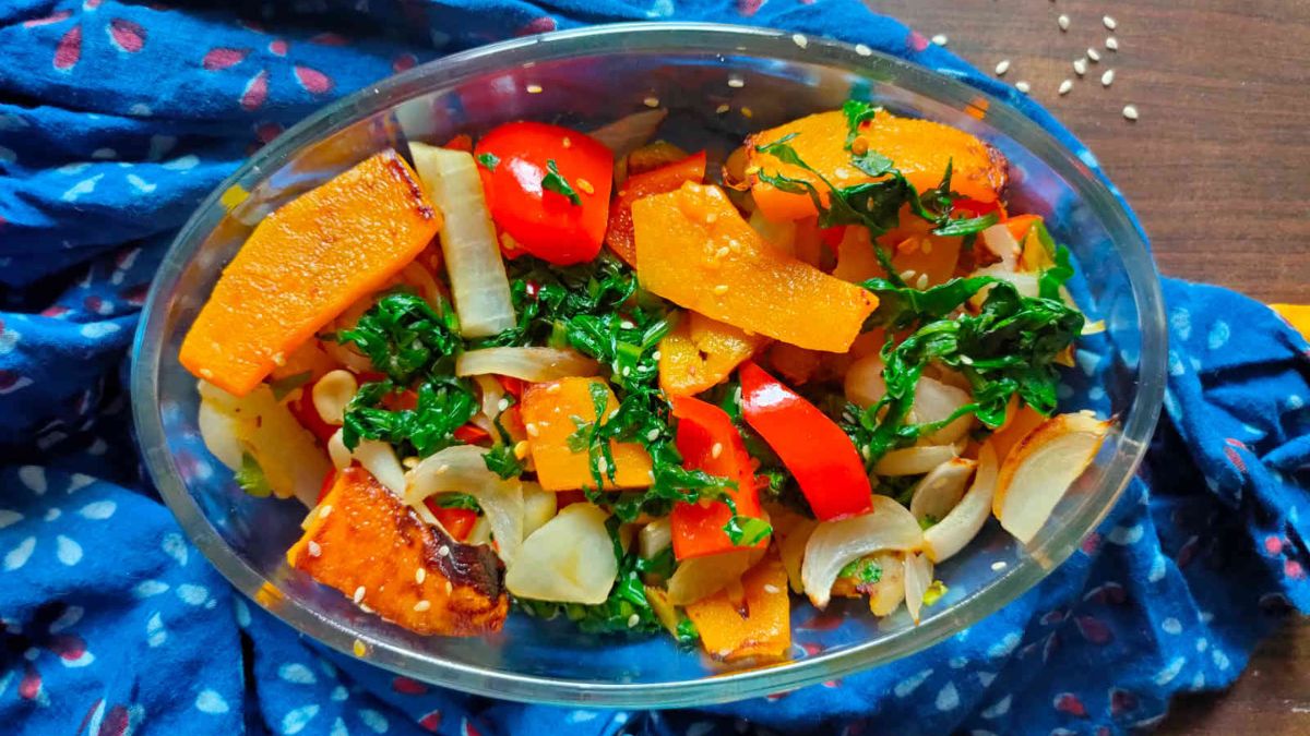 Roast Pumpkin Spinach Salad- Fall Salad.