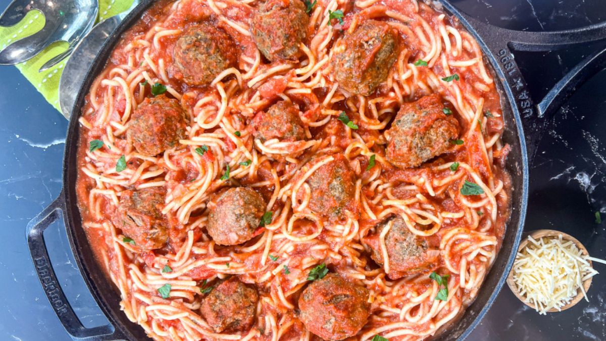 Skillet Spaghetti and Meatballs.