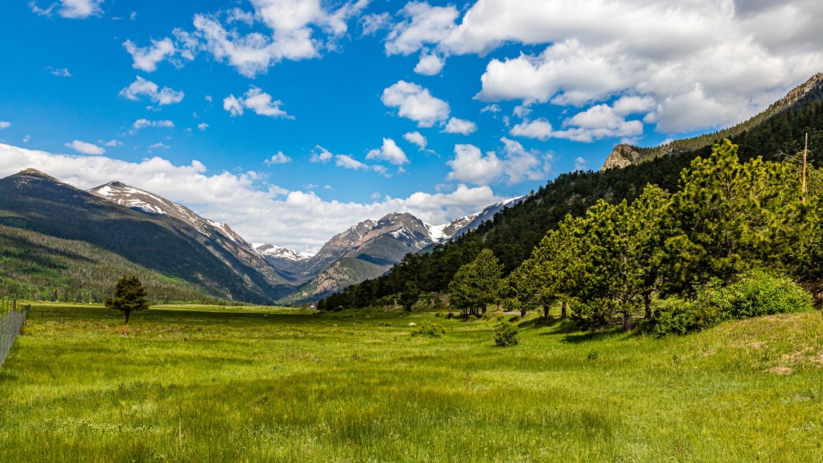 Sundance Mountain and Mount Chapin at Rocky Mountain National Park in Colorado as seen from Fall River Road.