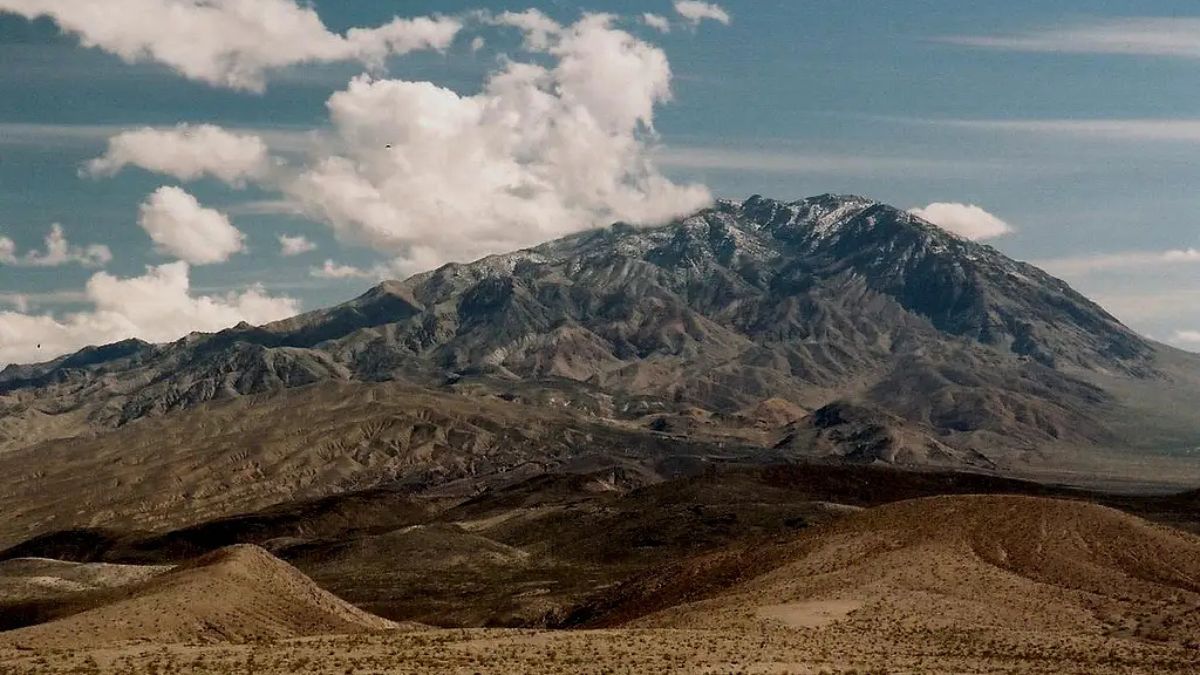 Tin Mountain from Big Pine Road, the western approach to the Ubehebe Crater and Racetrack Valley areas. Death Valley National Park, California-- April 2003.
