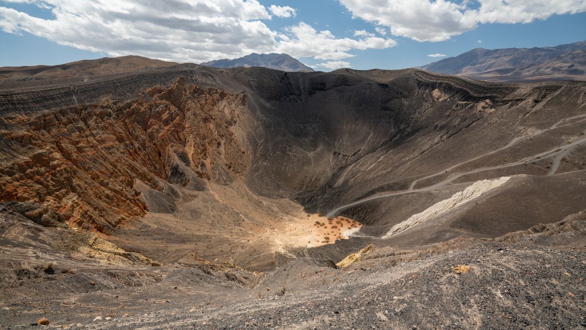 Volcanic landscape. Ubehebe Crater view point in Death Valley National Park, California.